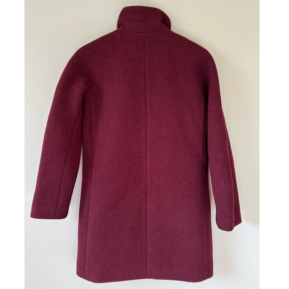 ✨NWT✨ J.CREW Cocoon Coat in Italian stadium-cloth Wool Blend Maroon Sz 0 (XS) - Picture 12 of 16